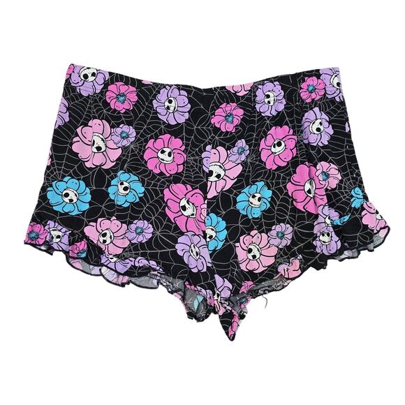 Disney Sleepwear Shorts Womens Large Jack Skellington Pastel Floral Halloween - Picture 1 of 9
